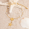 Summer Beach 304 Stainless Steel & White Round Plastic Pearl Charm Anklets FS-WG119D8-01-1