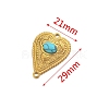 Stainless Steel Pave Dyed Synthetic Turquoise Peach Heart Connector Charms PW-WG0EEB2-04-2