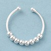 925 Sterling Silver Open Cuff Rings RJEW-P091-01B-S-1