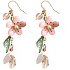 Flower with Teardrop Alloy Resin Dangle Earrings FS-WG8E2A2-01-4