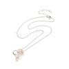 Clear Cubic Zirconia Heart with Rose Pendant Necklace NJEW-F293-01A-RG-2