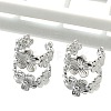 304 Stainless Steel Flower Cuff Earrings for Women EJEW-A118-03P-2