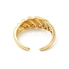 Rack Plating Brass Croissant Open Cuff Ring for Women RJEW-D076-02G-2