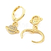 Planet Shape Rack Plating Brass Micro Pave Cubic Zirconia Dangle Leverback Earrings EJEW-P240-06G-2