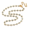 Bohemian 304 Stainless Steel Enamel Deep Sky Blue Flower Link Chain Necklaces for Women NJEW-Z061-01G-4