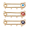 3Pcs 3 Colors Rack Plating Brass Micro Pave Cubic Zirconia Brooch Finding KK-TA0001-32-1