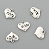 Wedding Theme Antique Silver Tone Tibetan Style Heart with Bride Rhinestone Charms X-TIBEP-N005-12E-2