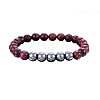 Non-magnetic Synthetic Hematite & Dyed Mixed Stone Beaded Stretch Bracelets Set SJEW-H584-10-2