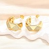 Brass Micro Pave Clear Cubic Zirconia Stud Earrings for Women EJEW-U056-05B-G-2