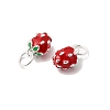925 Sterling Silver Enamel Red Strawberry Charms STER-K188-01S-2