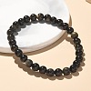 Natural Golden Sheen Obsidian Bead Stretch Bracelets X-BJEW-K212-A-020-6