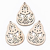 Undyed Natural Hollow Wooden Big Pendants WOOD-N007-109-1