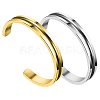 SUNNYCLUE 2Pcs 2 Colors 304 Stainless Steel Grooved Open Cuff Bangles Set for Women BJEW-SC0001-17-1