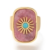 Natural Rhodochrosite & Turquoise Cuff Rings RJEW-P016-01A-09G-2