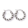 Non-Tarnish 304 Stainless Steel Twist Rope Hoop Earrings for Women EJEW-G298-07B-P-1