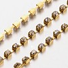 3mm Wide Golden Tone Grade A Garment Decorative Trimming Brass Crystal Rhinestone Cup Strass Chains X-CHC-S12-G-1