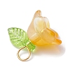 5Pcs 5 Color Glass Flower of Life Charms PALLOY-JF02301-01-3