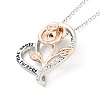 Clear Cubic Zirconia Heart with Rose Pendant Necklace NJEW-F293-01E-RG-1