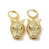 Leopard Head Brass Dangle Leverback Earrings EJEW-Q797-05A-G-1