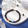 Adjustable Chakra 6mm Round Natural Dyed Malaysia Jade & Tiger Eye & Lava Rock BJEW-JB10614-2