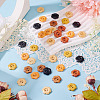 120Pcs 6 Colors 2-Hole Wood Flower Buttons BUTT-TA0001-40C-5