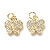 Brass Micro Pave Clear Cubic Zirconia Charms ZIRC-Q024-07G-2
