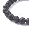 Natural Lava Rock Round Beaded Stretch Bracelet with Evil Eye Lampwork BJEW-JB07838-6