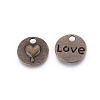 Valentine's Day Gifts Ideas Tibetan Style Flat Round with Heart and Word Love Message Charms TIBEP-A18086-AB-LF-2