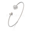 Clear Cubic Zirconia Open Cuff Bangle BJEW-G737-01P-01-4