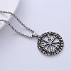 Nordic Viking Pirate Logo Titanium Steel Compass Pendant Necklace Jewelry FC0487-2