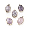 Natural Lepidolite Faceted Oval Connector Charms G-H323-02G-14-1