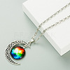 Alloy and Glass Crescent Moon Planet Pendant Necklaces FS-WG0F6DF-03-1