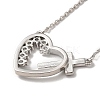 Clear Cubic Zirconia Heart with Cross Pendant Necklace NJEW-Q314-02P-4