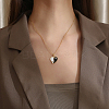 Stainless Steel Enamel Yin Yang Pendant Necklaces for Women VV9279-2-5