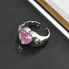 Brass Pave Cubic Zirconia Cuff Open Rings for Women RJEW-L343-08P-02-3