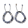 10mm Round Natural Blue Spot Jasper Braided Bead Bracelets BJEW-C067-01C-15-1