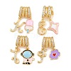 Brass Enamel & Clear Cubic Zirconia European Dangle Charms KK-CBA415D-12G-1