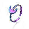 304 Stainless Steel Crescent Moon Cuff Ring RJEW-N038-107-4