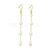 Natural Cultured Freshwater Pearl Beads & Brass Dangle Earrings for Women EJEW-TA00554-1