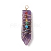 Natural & Synthetic Mixed Gemstones Copper Wire Wrapped Big Pendants PALLOY-JF01977-2