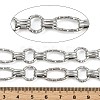 304 Stainless Steel Textured Oval with Flat Round Link Chains CHS-C017-01P-3
