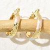 Brass Two Tone Hoop Earrings EJEW-B117-06D-M-3