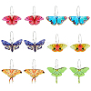 FIBLOOM 6 Pairs 6 Style Acrylic Butterfly Dangle Hoop Earrings EJEW-FI0001-34-1