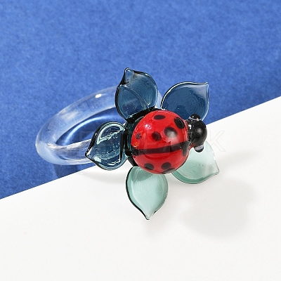 Rotatable Handmade Lampwork Rings RJEW-P158-02B-1