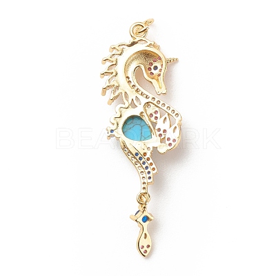 Brass Micro Pave Cubic Zirconia Pendants ZIRC-P099-15G-1
