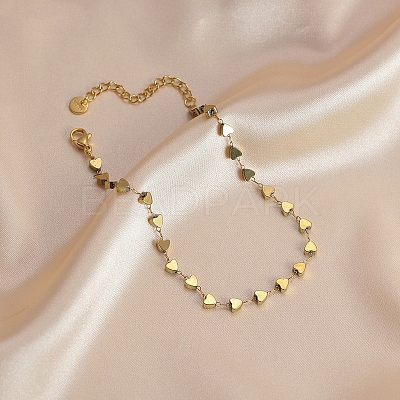 304 Stainless Steel Heart Link Chain Anklets for Women FS-WG55343-01-1