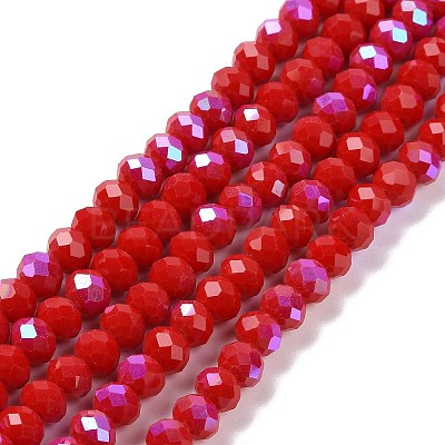 Electroplate Opaque Solid Color Glass Beads Strands EGLA-A044-P4mm-L22-1