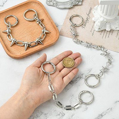 6Pcs 3 Styles Hip-hop Style Stainless Steel Shoe Chains FIND-CJ0003-91-1