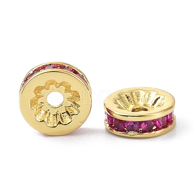 Brass Fuchsia Cubic Zirconia Beads ZIRC-C022-08G-1
