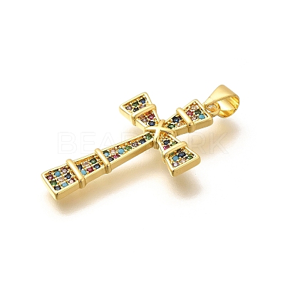 Rack Plating Brass Micro Pave Cubic Zirconia Pendants KK-L226-005G-05-1